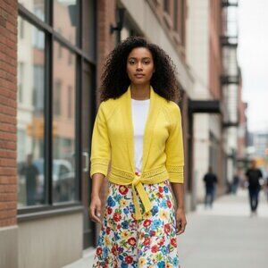 Jones New York Women's Yellow Cardigan (PS)